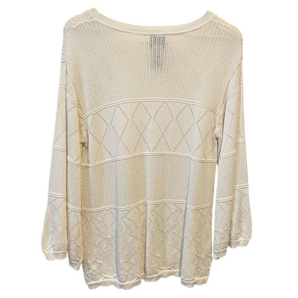 Coquette Lace Rain & Rose L Knit White Top Viscose - Flowy - Picture 3 of 16